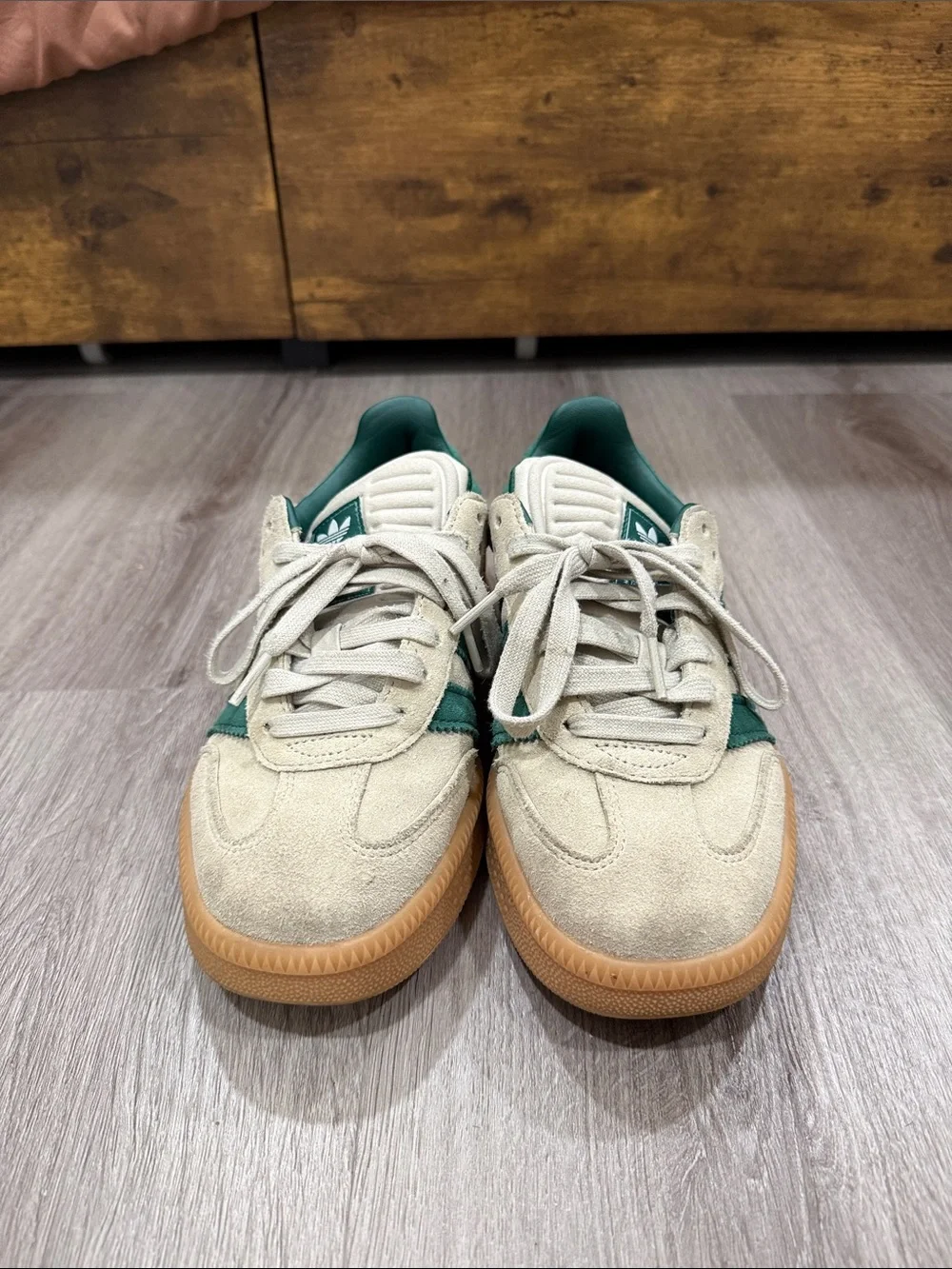 adidas Men’s Suede Sneakers in Cream, Green & Gum